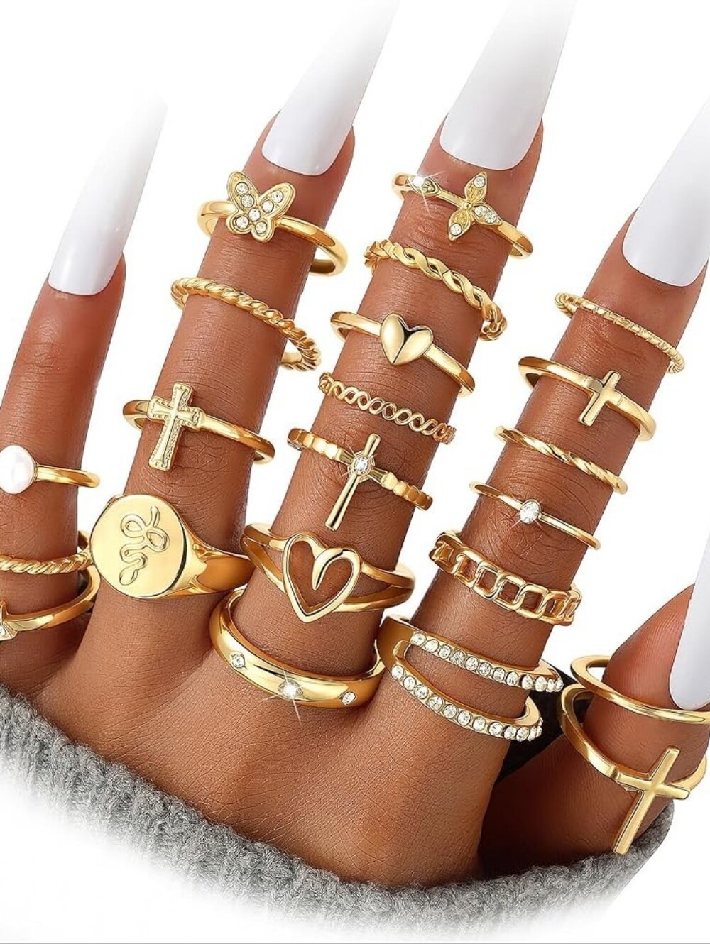 Gold Stackable Rings Set Gold Plated